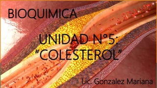 UNIDAD N°5:
“COLESTEROL”
Lic. Gonzalez Mariana
BIOQUIMICA
 