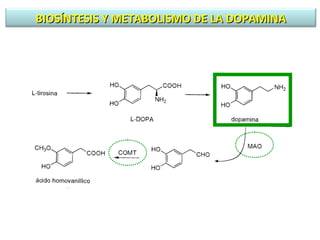 BIOSÍNTESIS Y METABOLISMO DE LA DOPAMINA
 