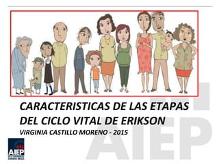 CARACTERISTICAS DE LAS ETAPAS
DEL CICLO VITAL DE ERIKSON
VIRGINIA CASTILLO MORENO - 2015
 