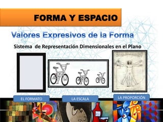 FORMA Y ESPACIO

Sistema de Representación Dimensionales en el Plano

EL FORMATO

LA ESCALA

LA PROPORCIÓN

 