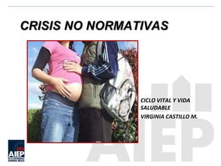CRISIS NO NORMATIVAS
CICLO VITAL Y VIDA
SALUDABLE
VIRGINIA CASTILLO M.
 