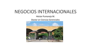 NEGOCIOS INTERNACIONALES
Héctor Pumarejo M.
Doctor en Ciencias Gerenciales
 