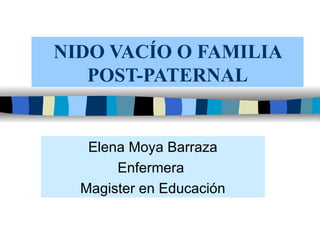 NIDO VACÍO O FAMILIA POST-PATERNAL Elena Moya Barraza Enfermera  Magister en Educación 