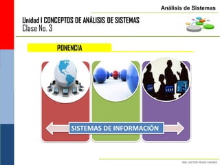 Análisis de Sistemas

Unidad I CONCEPTOS DE ANÁLISIS DE SISTEMAS
Clase No. 3

              PONENCIA




                  SISTEMAS DE INFORMACIÓN
 