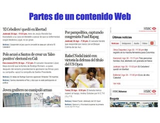 Partes de un contenido Web
 