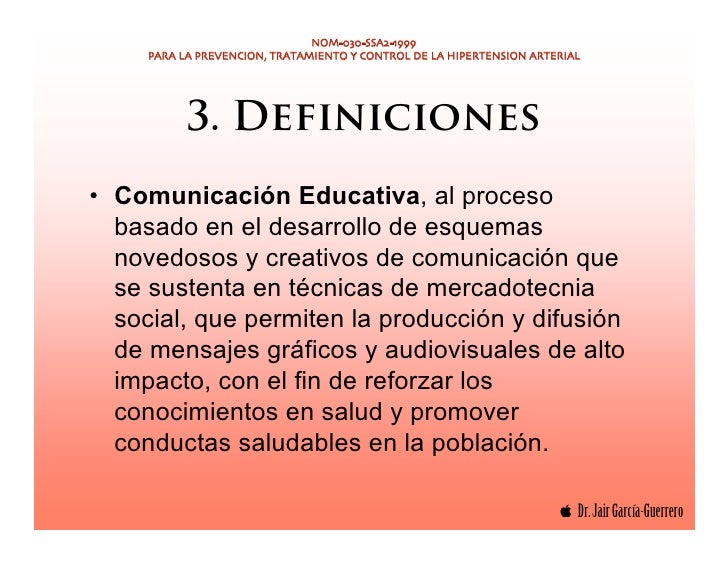 Clase NOM 030 SSA2 1999 HTA