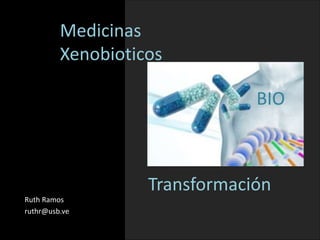 BIO 
Medicinas 
Xenobioticos 
Transformación 
Ruth Ramos 
ruthr@usb.ve 
