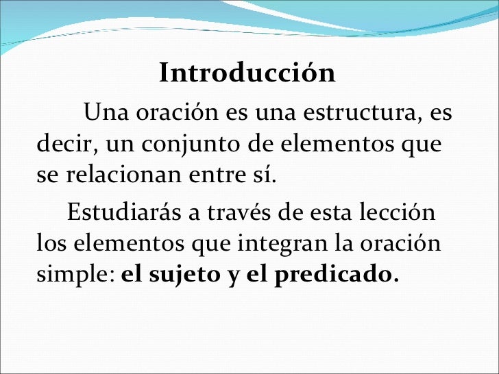 clase para la estructura de una oracion simple