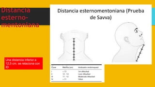 Distancia
esterno-
mentoniana
Una distancia inferior a
12,5 cm. se relaciona con
ID
 