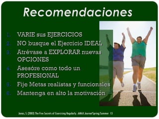 Jonas, S. (2003) The Five Secrets of Exercising Regularly. AMAA Journal Spring/Summer 15
 