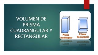 VOLUMEN DE
PRISMA
CUADRANGULAR Y
RECTANGULAR
 