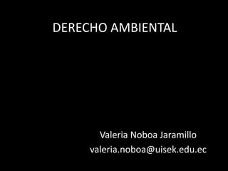 DERECHO AMBIENTAL
Valeria Noboa Jaramillo
valeria.noboa@uisek.edu.ec
 