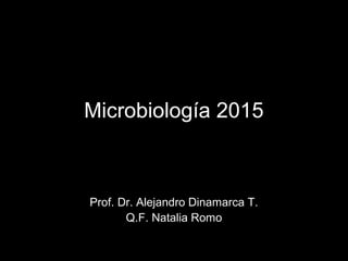 Microbiología 2015
Prof. Dr. Alejandro Dinamarca T.
Q.F. Natalia Romo
 