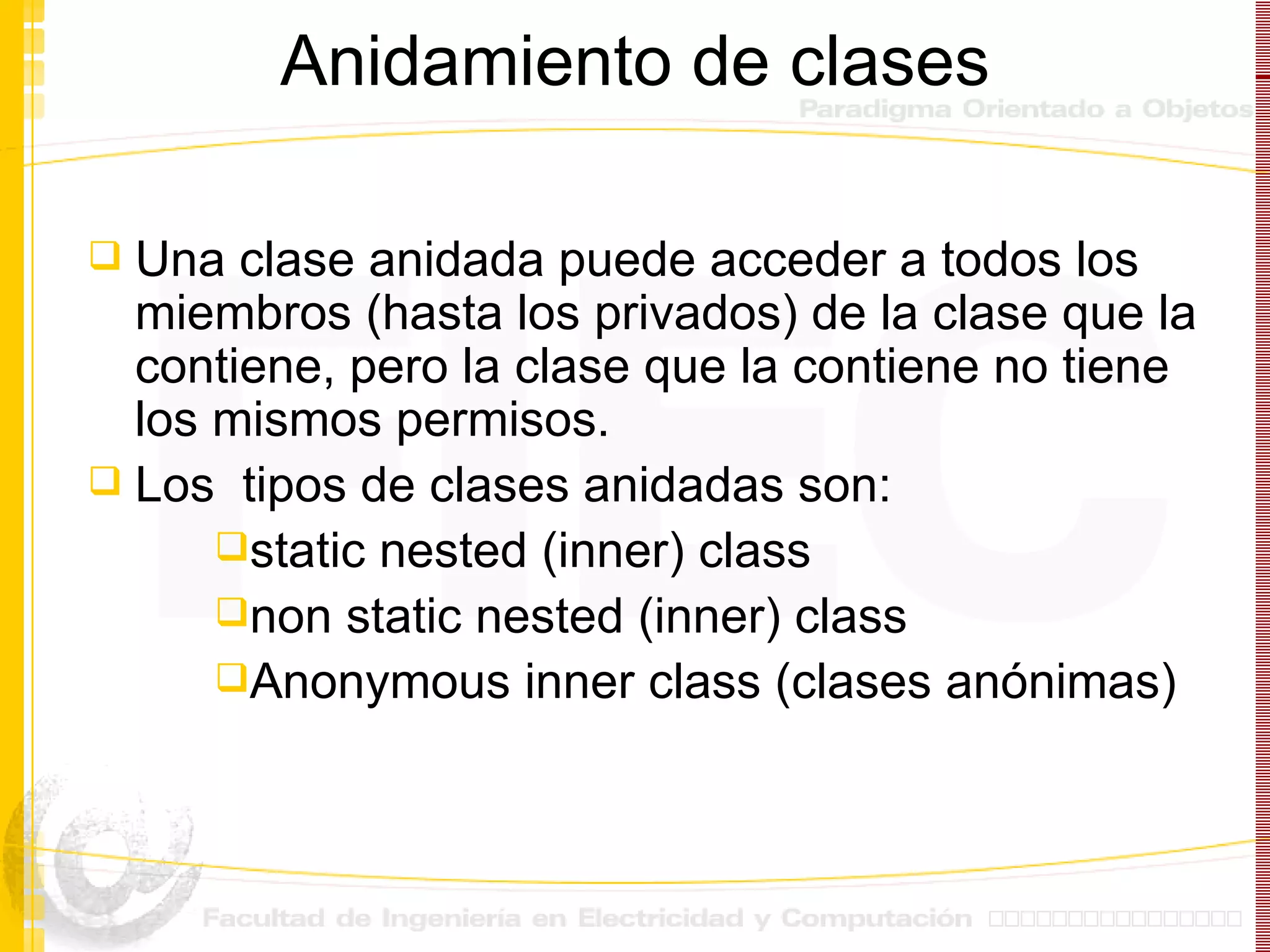 Clases Anidadas en java | PPT
