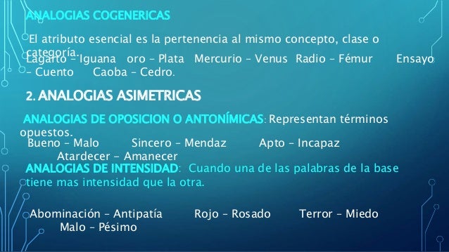 Clases de analogias verbales
