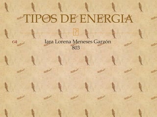  Iara Lorena Meneses Garzón
803
TIPOS DE ENERGIA
 