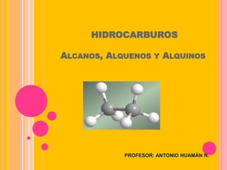 HIDROCARBUROS
ALCANOS, ALQUENOS Y ALQUINOS
PROFESOR: ANTONIO HUAMÁN N.
 