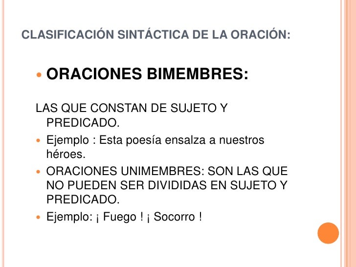 Clases de oraciones