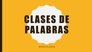 CLASES DE
PALABRAS
M O R F O LO G Í A
 