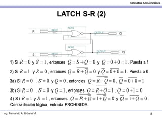8
Circuitos Secuenciales
Ing. Fernando A. Urbano M.
LATCH S-R (2)
 