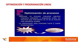 OPTIMIZACIÓN Y PROGRAMACIÓN LINEAL
 