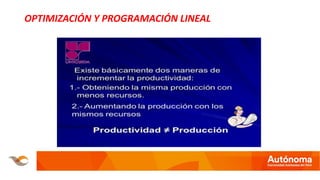 OPTIMIZACIÓN Y PROGRAMACIÓN LINEAL
 