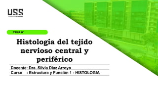 Docente: Dra. Silvia Díaz Arroyo
Curso : Estructura y Función 1 - HISTOLOGIA
Histología del tejido
nervioso central y
periférico
TEMA N°
 