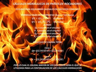 CÁLCULOS HIDRÁULICOS DE PAÑOS DE ROCIADORES
 