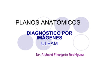 PLANOS ANATÓMICOS
DIAGNÓSTICO POR
IMÁGENES
ULEAM
Dr. Richard Pinargote Rodríguez
 