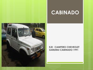 CABINADO




EJE: CAMPERO CHEVROLET
SAMURAI CABINADO 1991
 