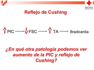 Reflejo de Cushing
PIC FSC TA Bradicardia
¿En qué otra patología podemos ver
aumento de la PIC y reflejo de
Cushing?
 