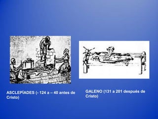 ASCLEPÍADES (- 124 a – 40 antes de   GALENO (131 a 201 después de
Cristo)                              Cristo)
 