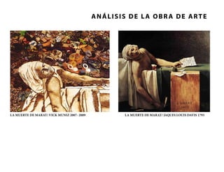 ANÁLISIS DE LA OBRA DE ARTE
LA MUERTE DE MARAT/ JAQUES LOUIS DAVIS 1793LA MUERTE DE MARAT/ VICK MUNIZ 2007- 2009
 