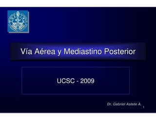 Vía Aérea y Mediastino Posterior
Vía Aérea y Mediastino Posterior


          UCSC - 2009


                        Dr. Gabriel Astete A.
                                                1
 