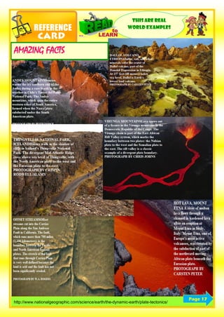 THIS ARE REAL
WORLD EXAMPLES
http://www.nationalgeographic.com/science/earth/the-dynamic-earth/plate-tectonics/
AMAZING FACTS
Page 17
 