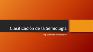 Clasificación de la Semiología
Mg. Carmen Castilla Mateo
 
