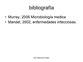 bibliografía Murray, 2006 Microbiología medica Mandel, 2002, enfermedades infecciosas. 