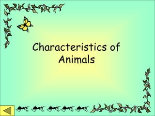 Characteristics of
Animals

 