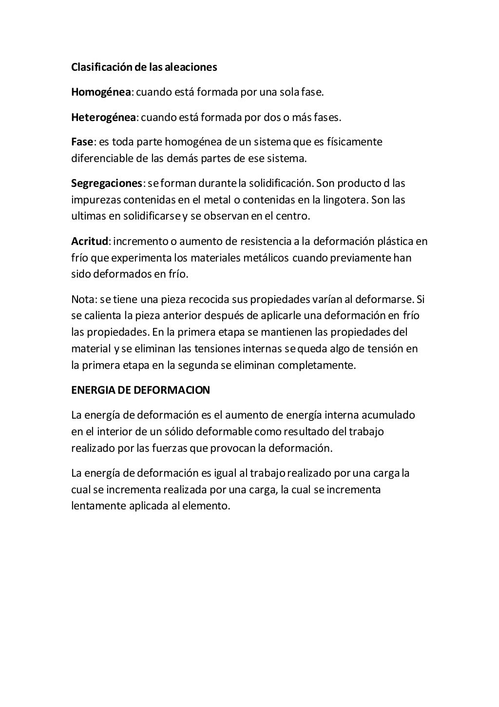 Clasificación de las aleaciones