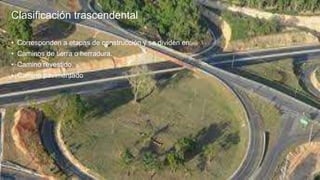 Clasificación trascendental
• Corresponden a etapas de construcción y se dividen en:
• Caminos de tierra o herradura.
• Camino revestido.
• Camino pavimentado
 
