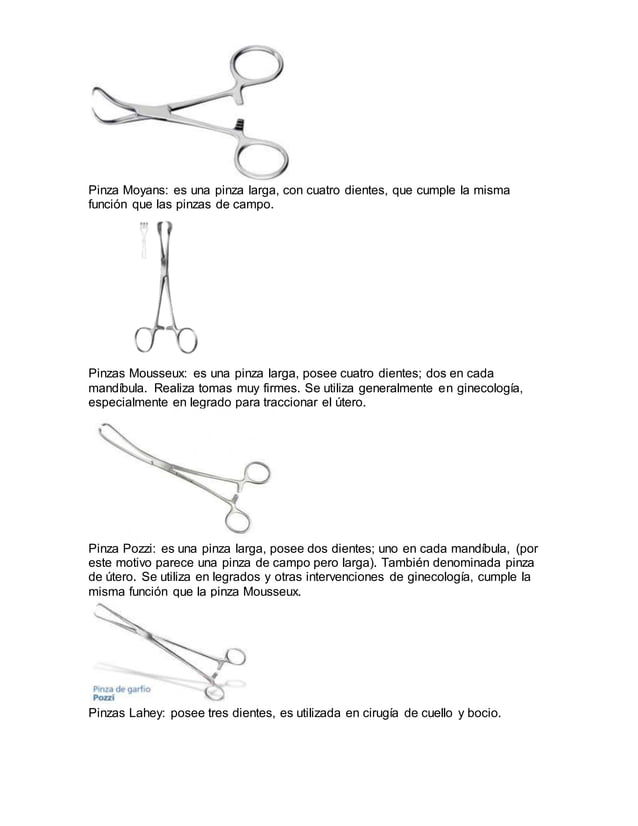 Clasificación del instrumental quirurgica