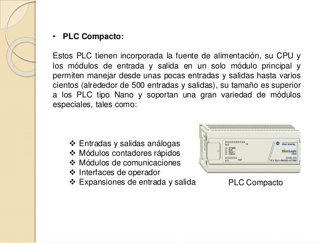 Clasificación de los controladores lógicos programables.