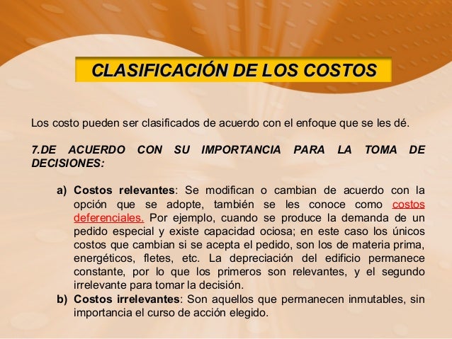 CLASIFICACION DE COSTOS