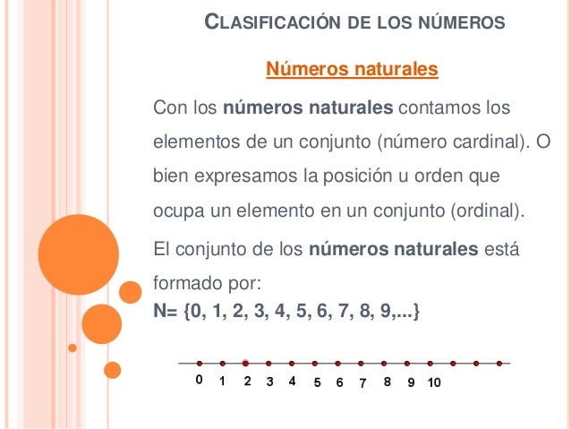 Clasificación de los números