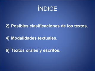 Clasificación de los textos
