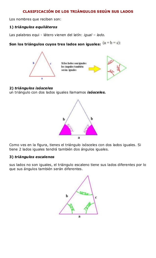 Clasificacion De Los Triangulos Segun Sus Lados