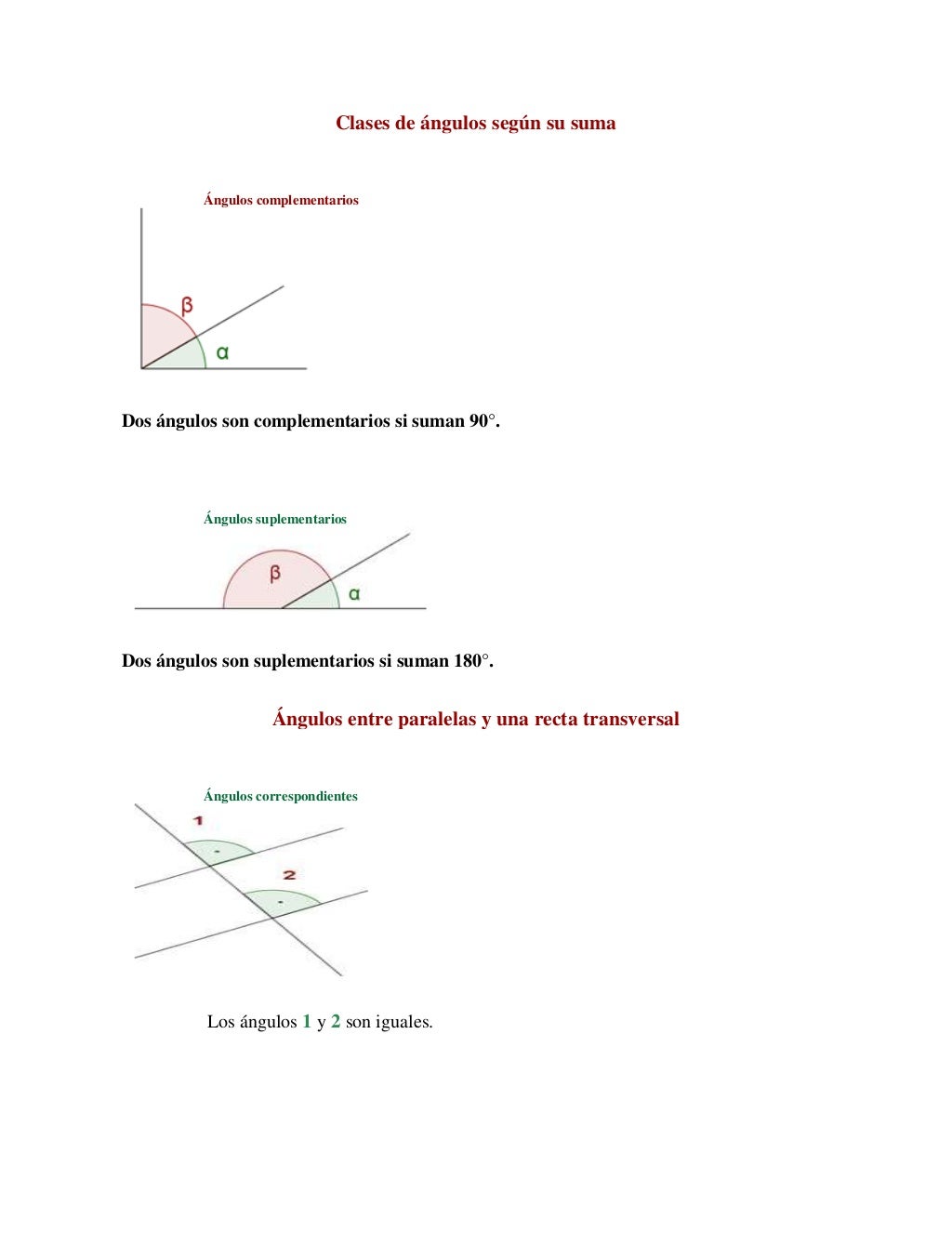 Clasificación de ángulos según su medida