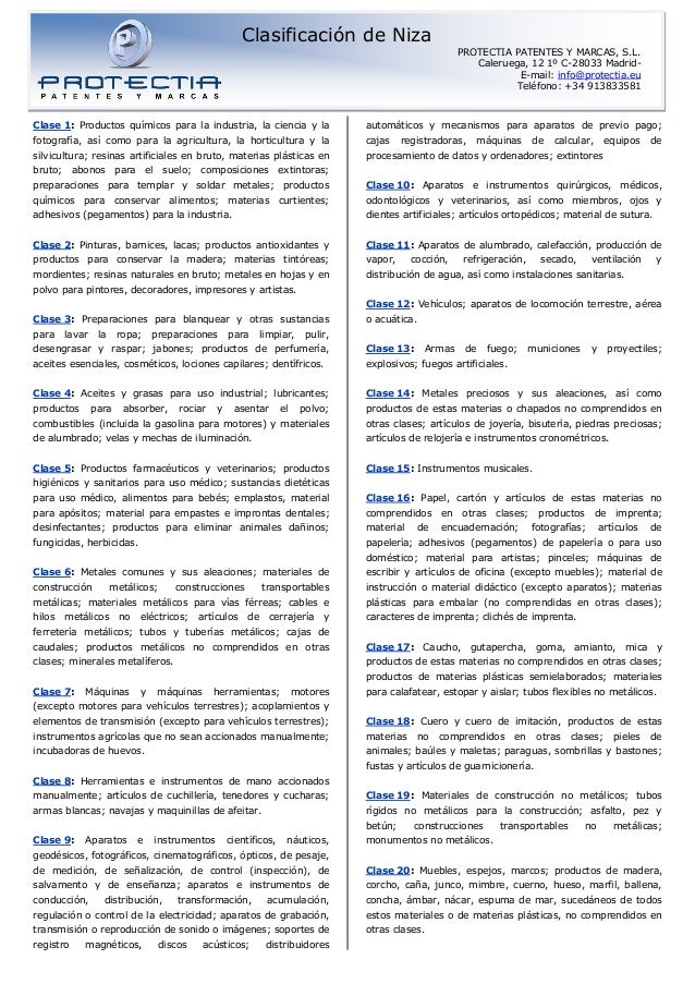 Nomenclator de marcas Clasificación de Niza de marcas