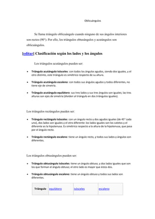 Clasificación de triángulos