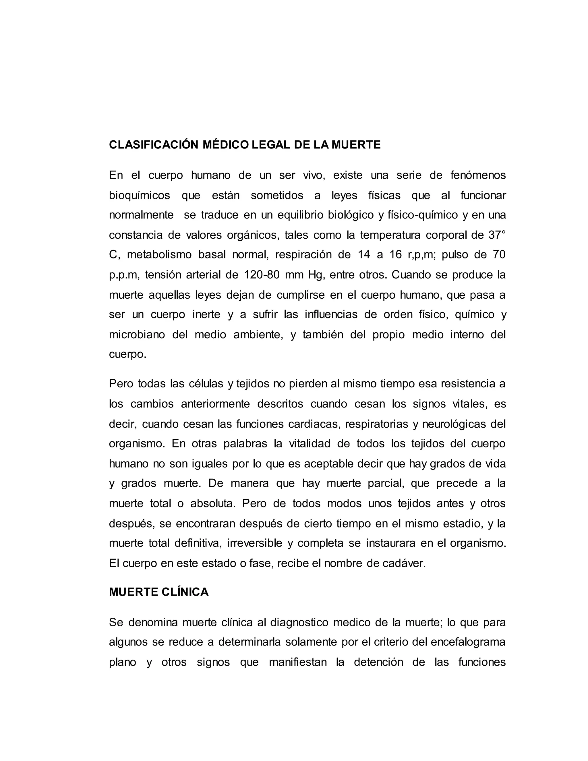 Clasificación médico legal de la muerte | PDF